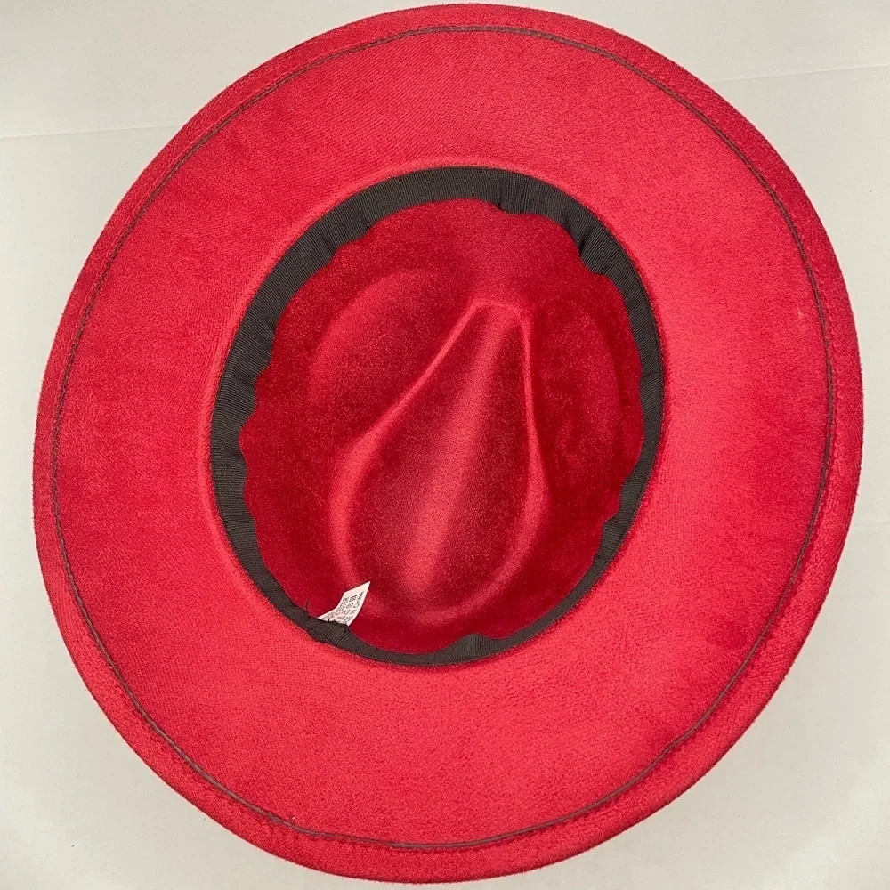 NEW BURGUNDY FASHION BRIM HAT LEOPARD ACCENT
